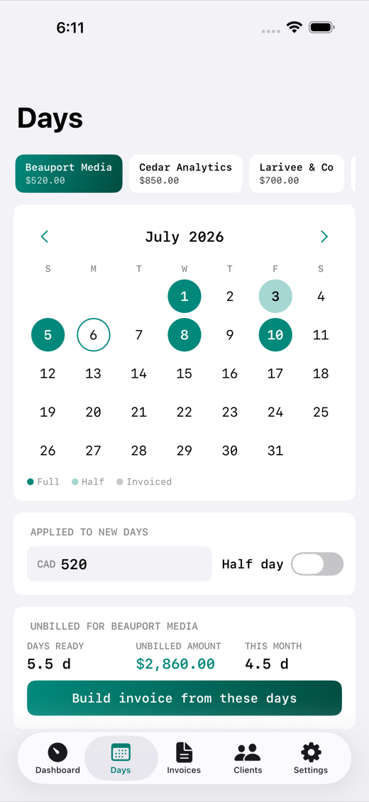 DayRate screenshot 2