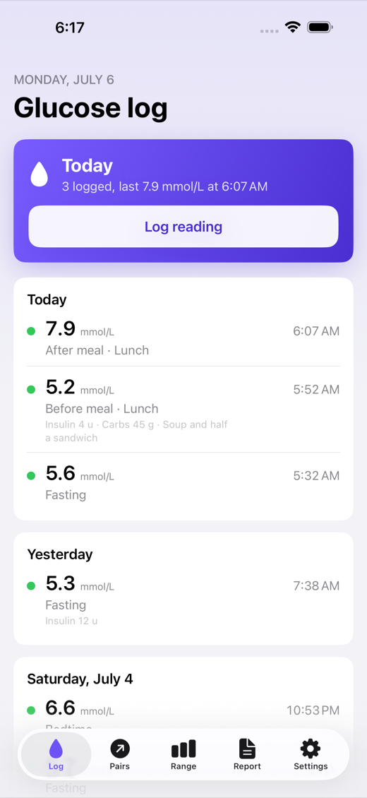 GlucoNote screenshot 1