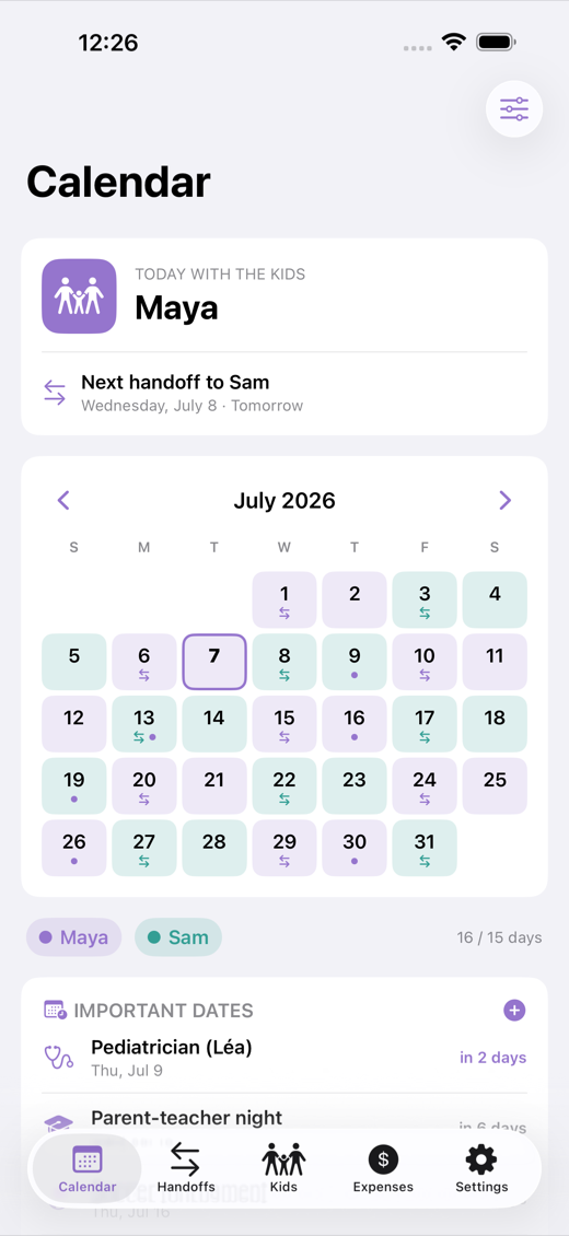 SplitWeeks screenshot 1